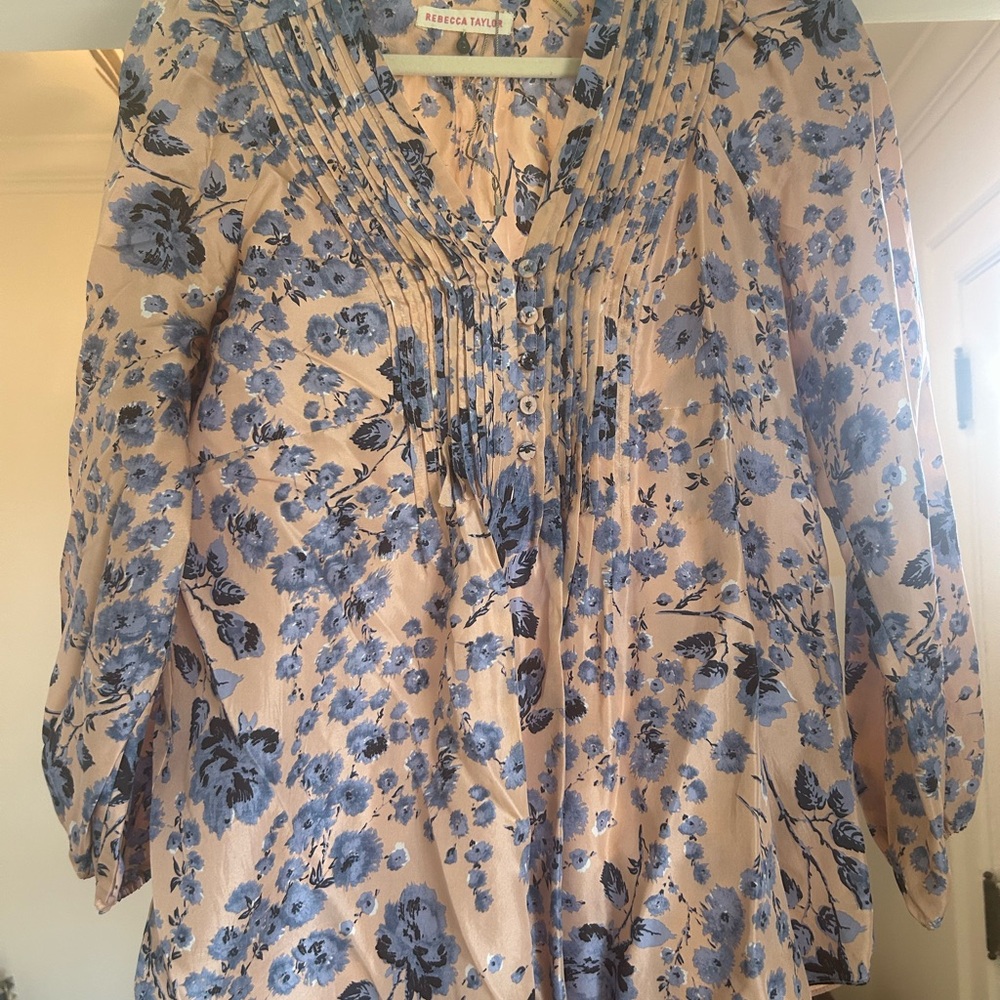 Rebecca Taylor Peach and Blue Floral Top